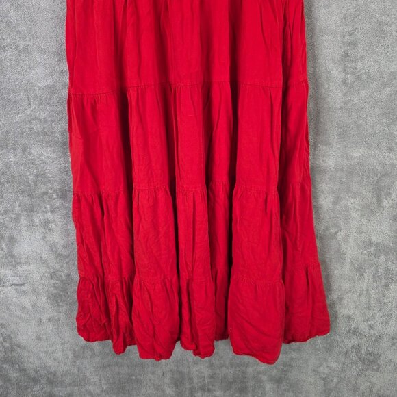 Womens Arabess Red Sleeveless Smocked Bodice Tiered Tank Dress 100% Rayon Size L - Picture 3 of 10